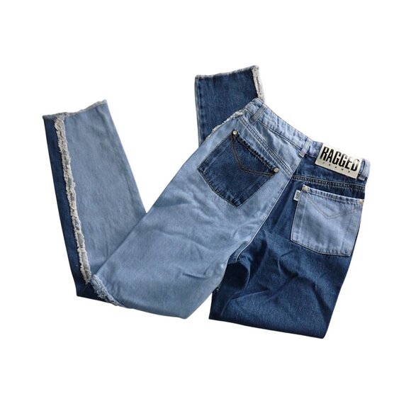 Ragged Priest Women's 24 Mom Jeans Patchwork Hippie fringe Retro High Rise - Picture 8 of 8